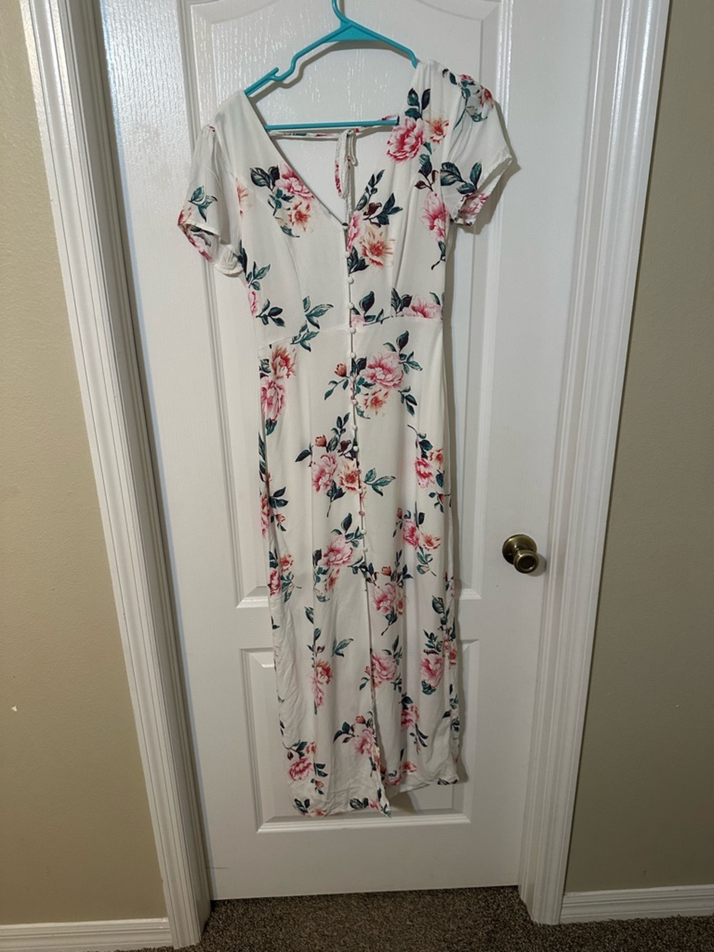 Trixxi White Maxi Dress with Pink Rose Print - Picture 4 of 10